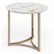 Bowery Hill Metal End Table with Stone Top in Champagne Bronze