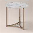 Bowery Hill Metal End Table with Stone Top in Champagne Bronze