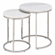 Bowery Hill Metal Nesting Table Set with Marble Top in Nickel (Set of 2)