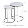 Bowery Hill Metal Nesting Table Set with Marble Top in Nickel (Set of 2)