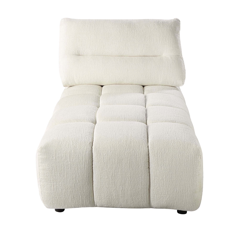 Bowery Hill Loanna Linen Upholstered Beige Modular Chaise with Foam Seat