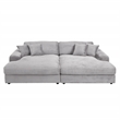 Bowery Hill Velvet Sectional Sofa with 4 Pillows in Beige