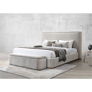 Bowery Hill Orane Upholstered Bench with Storage in Gray Linen
