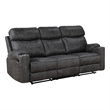Bowery Hill Motion Sofa in Dark Gray Microfiber with Wooden Frame