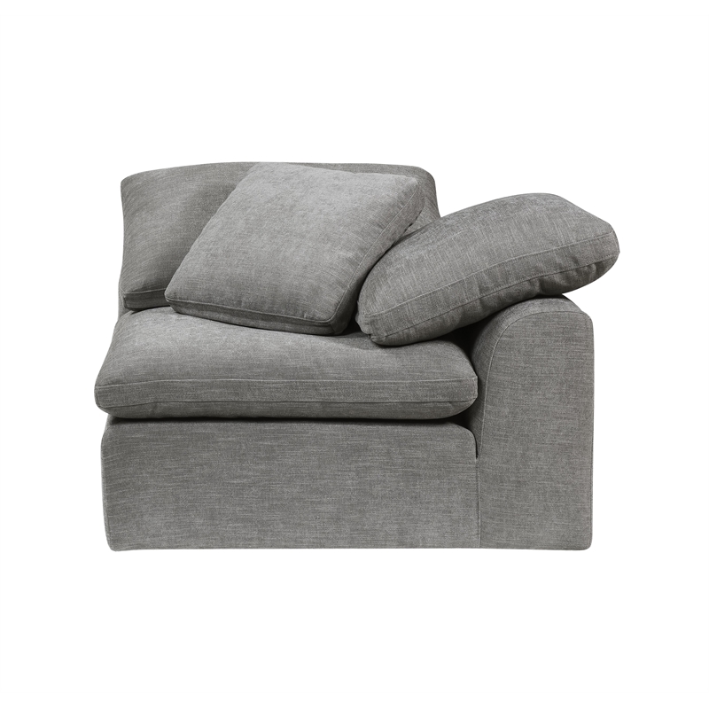 Bowery Hill Modular Wedge Chair with Pillow in Gray Linen Upholstery