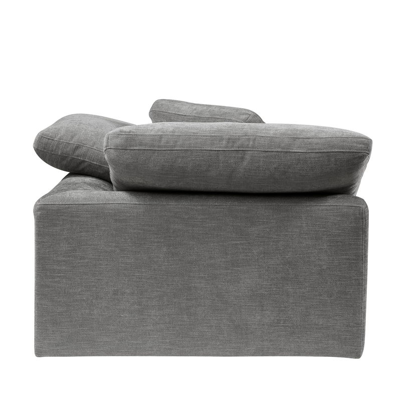 Bowery Hill Modular Wedge Chair with Pillow in Gray Linen Upholstery