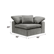 Bowery Hill Modular Wedge Chair with Pillow in Gray Linen Upholstery