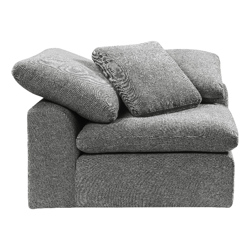 Bowery Hill Modular Wedge Chair with Pillow in Gray Linen Upholstery