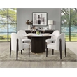 Bowery Hill Clayten Round Dining Table in Faux Marble with Espresso Base