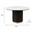 Bowery Hill Clayten Round Dining Table in Faux Marble with Espresso Base