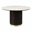 Bowery Hill Clayten Round Dining Table in Faux Marble with Espresso Base