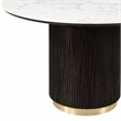 Bowery Hill Clayten Round Dining Table in Faux Marble with Espresso Base