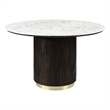 Bowery Hill Clayten Round Dining Table in Faux Marble with Espresso Base