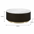 Bowery Hill Clayten Round Coffee Table with Marble Top and Espresso Base