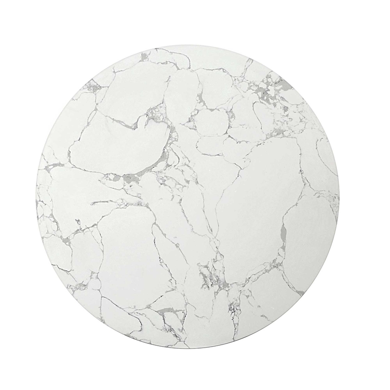 Bowery Hill Clayten Round Coffee Table with Marble Top and Espresso Base
