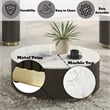 Bowery Hill Clayten Round Coffee Table with Marble Top and Espresso Base
