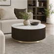 Bowery Hill Clayten Round Coffee Table with Marble Top and Espresso Base