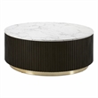 Bowery Hill Clayten Round Coffee Table with Marble Top and Espresso Base