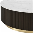 Bowery Hill Clayten Round Coffee Table with Marble Top and Espresso Base