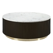 Bowery Hill Clayten Round Coffee Table with Marble Top and Espresso Base