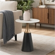 Bowery Hill Counter Height Table with Marble Top and Metal Base in White & Black