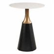 Bowery Hill Counter Height Table with Marble Top and Metal Base in White & Black