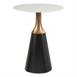 Bowery Hill Counter Height Table with Marble Top and Metal Base in White & Black