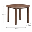 Bowery Hill Round Rubber Wood Dining Table in Brown Finish