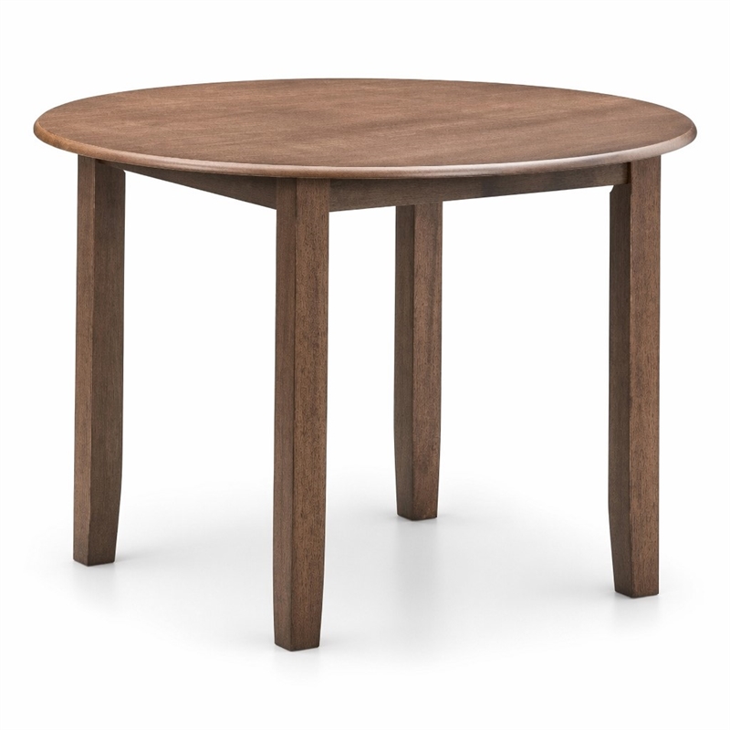 Bowery Hill Round Rubber Wood Dining Table in Brown Finish