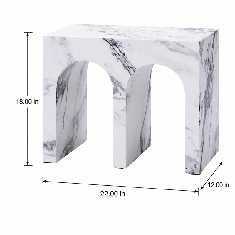 Bowery Hill Contemporary ECC/Wood Arch End Table in White Finish