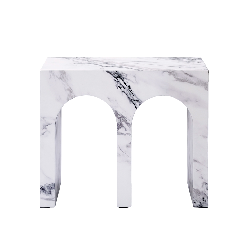 Bowery Hill Contemporary ECC/Wood Arch End Table in White Finish
