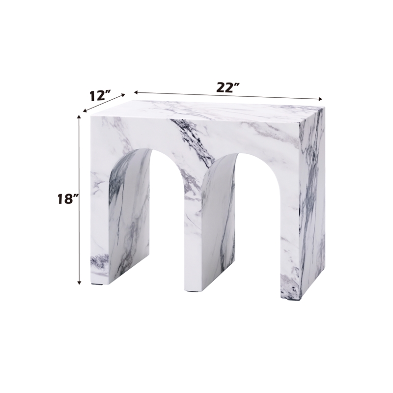 Bowery Hill Contemporary ECC/Wood Arch End Table in White Finish