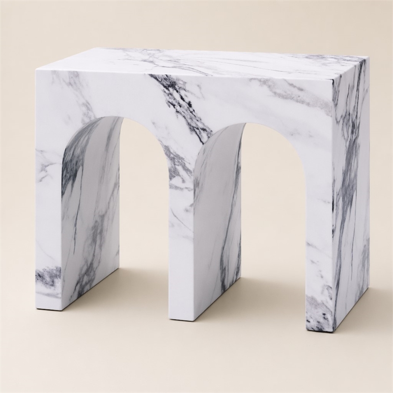 Bowery Hill Contemporary ECC/Wood Arch End Table in White Finish