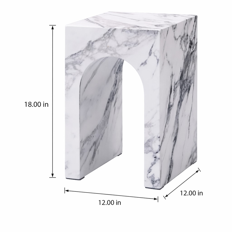 Bowery Hill Contemporary ECC/Wood Square End Table in White Engineered Stone
