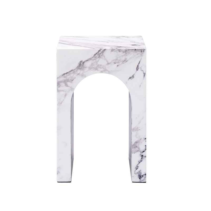 Bowery Hill Contemporary ECC/Wood Square End Table in White Engineered Stone