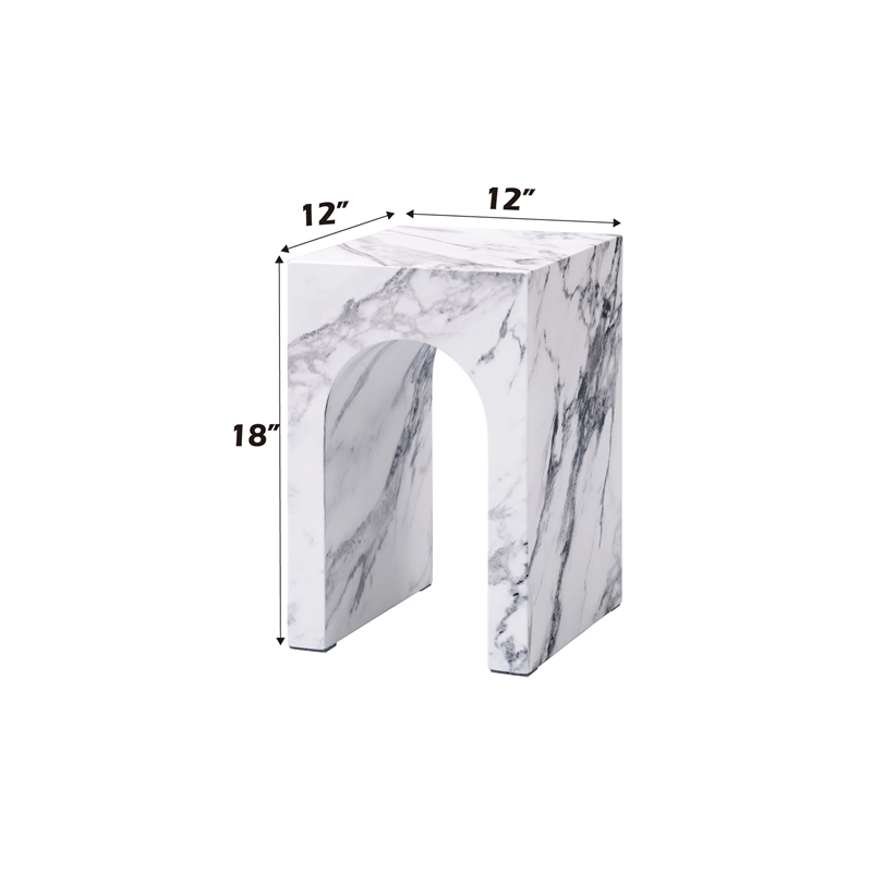 Bowery Hill Contemporary ECC/Wood Square End Table in White Engineered Stone