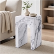 Bowery Hill Contemporary ECC/Wood Square End Table in White Engineered Stone