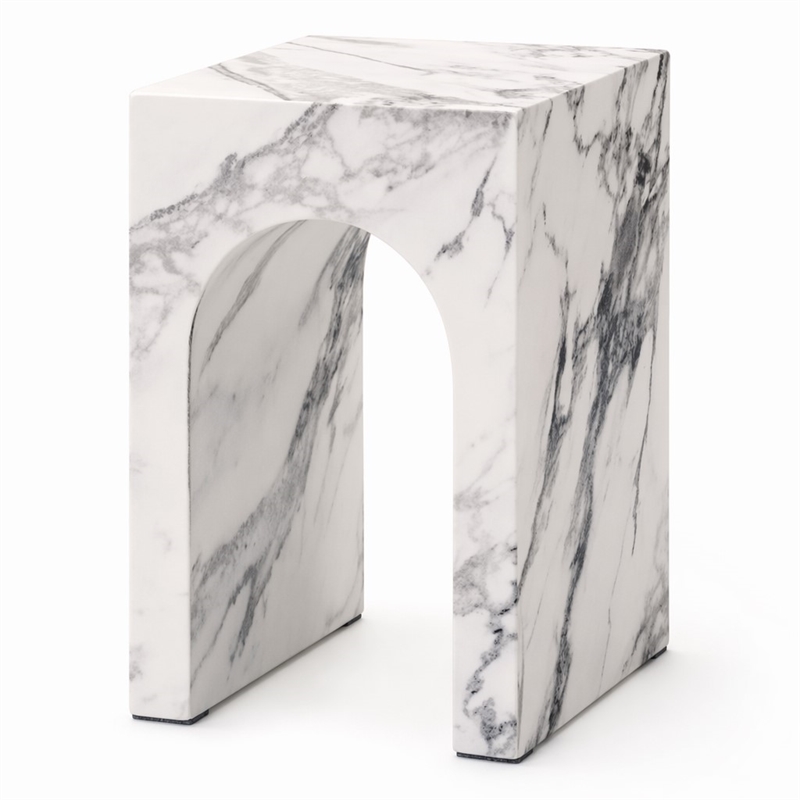 Bowery Hill Contemporary ECC/Wood Square End Table in White Engineered Stone