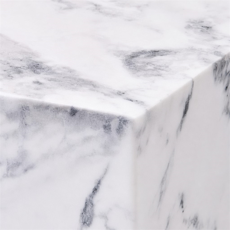 Bowery Hill Contemporary ECC/Wood Square End Table in White Engineered Stone