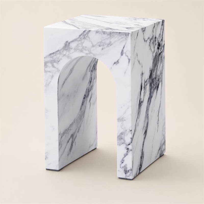Bowery Hill Contemporary ECC/Wood Square End Table in White Engineered Stone