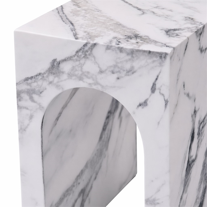 Bowery Hill Contemporary ECC/Wood Square End Table in White Engineered Stone