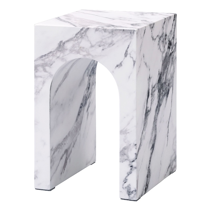 Bowery Hill Contemporary ECC/Wood Square End Table in White Engineered Stone