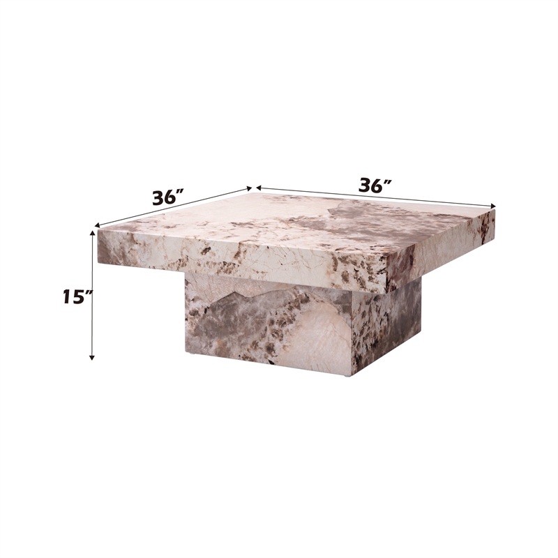 Bowery Hill Contemporary ECC/Wood Square Coffee Table in Beige Engineered Stone