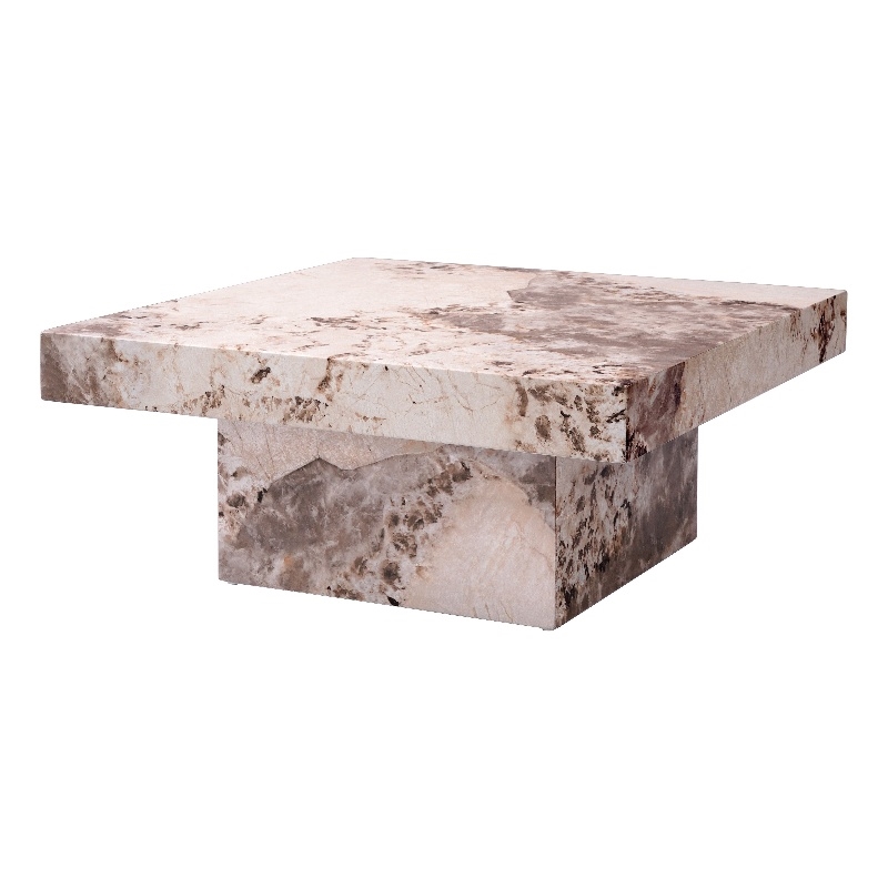 Bowery Hill Contemporary ECC/Wood Square Coffee Table in Beige Engineered Stone