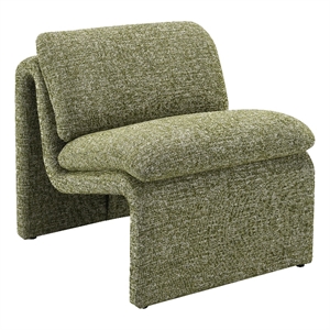 Bowery Hill Accent Chair with Wood Frame and Green Boucle Fabric