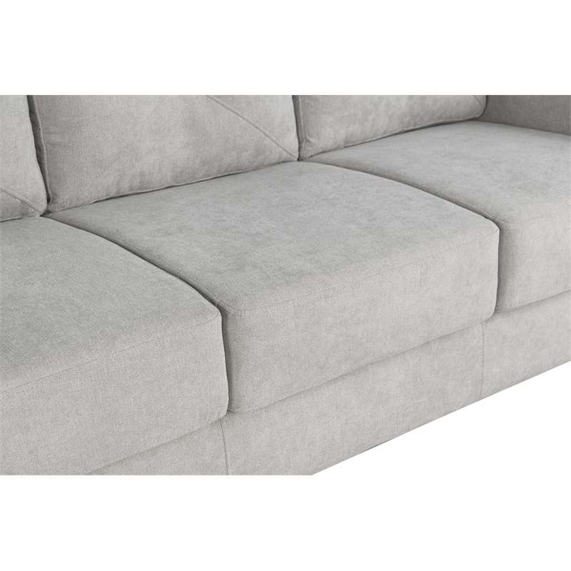 Bowery Hill Taupe Chenille Sofa with Button Tufted Details