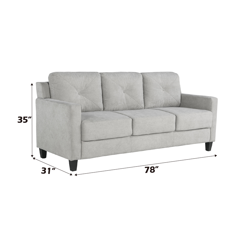 Bowery Hill Taupe Chenille Sofa with Button Tufted Details