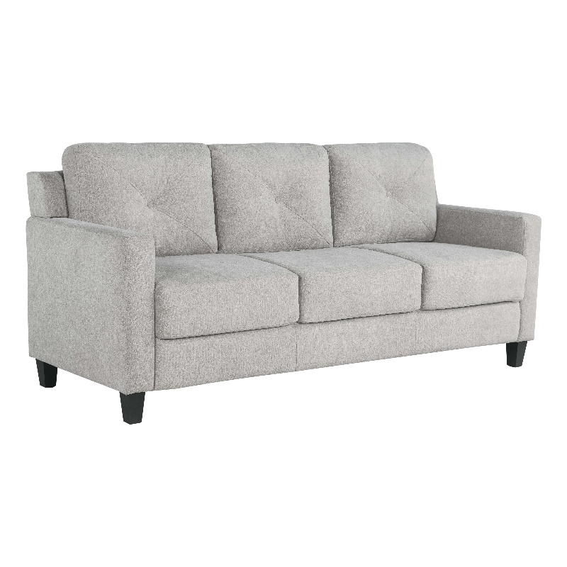 Bowery Hill Taupe Chenille Sofa with Button Tufted Details
