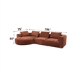Bowery Hill Chenille Sectional Sofa with Pillows in Rust Brown