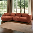 Bowery Hill Chenille Sectional Sofa with Pillows in Rust Brown